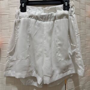 Elegant White High Waisted Women's Shorts